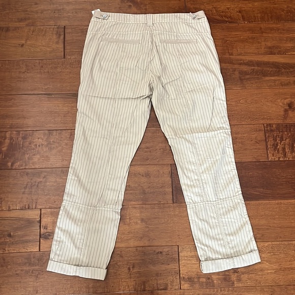Anthropologie Hei Hei Pants Khaki Cream Pin Striped Relaxed Pockets Size 28 - Picture 5 of 15
